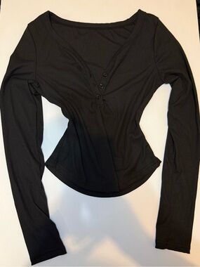 Women’s Long Sleeve Black Ribbed Top